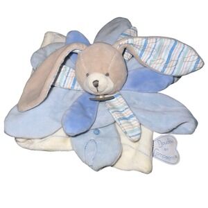 Doudou et Compagnie Paris Bunny Rabbit Blue Tan Petal Security Blanket Lovey